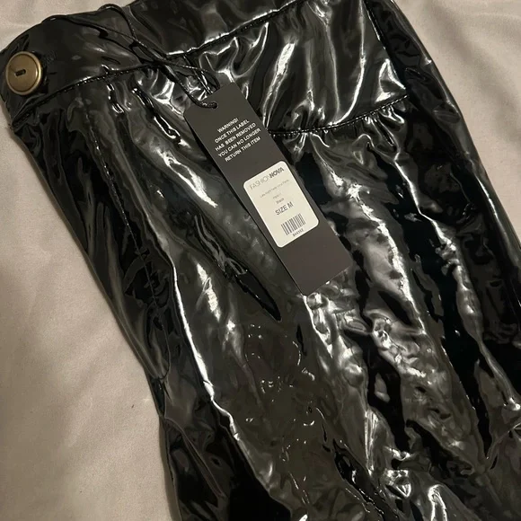 Fashion Nova Black Vinyl Latex High Waist Pants - Picture 7 of 8